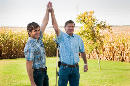 Zac Efron (r) as Dean and Dennis Quaid as Henry; Photo by Matt Dinerstein, Courtesy of Sony Pictures Classics 