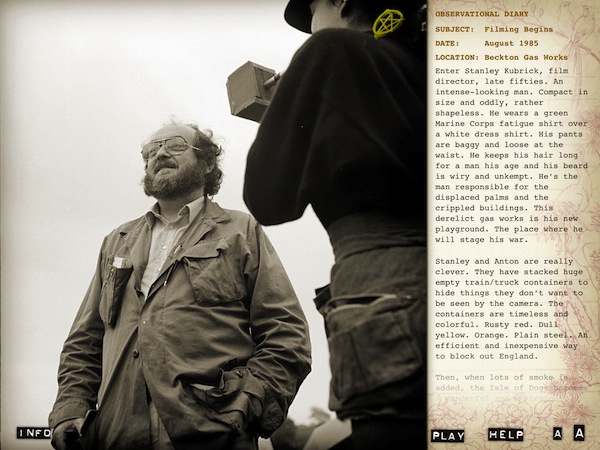 Director Stanley Kubrick in 'Full Metal Jacket Diary'
