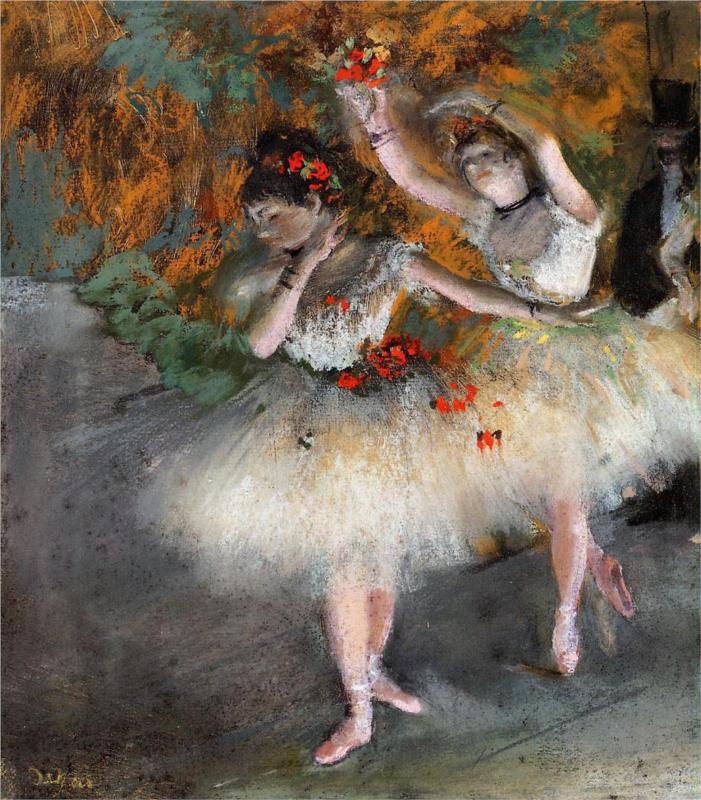Two Dancers Entering the Stage, (1878), by Edgar Degas, courtesy of Wikipaintings