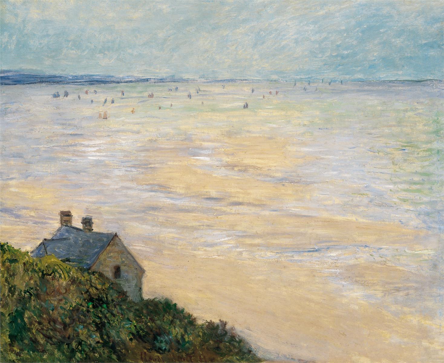 The Hut at Trouville, Low Tide, by Claude Monet, (1881), courtesy of Wikipaintings