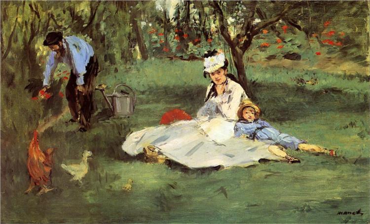 The Monet family in their garden at Argenteuil, (1864) by Claude Monet