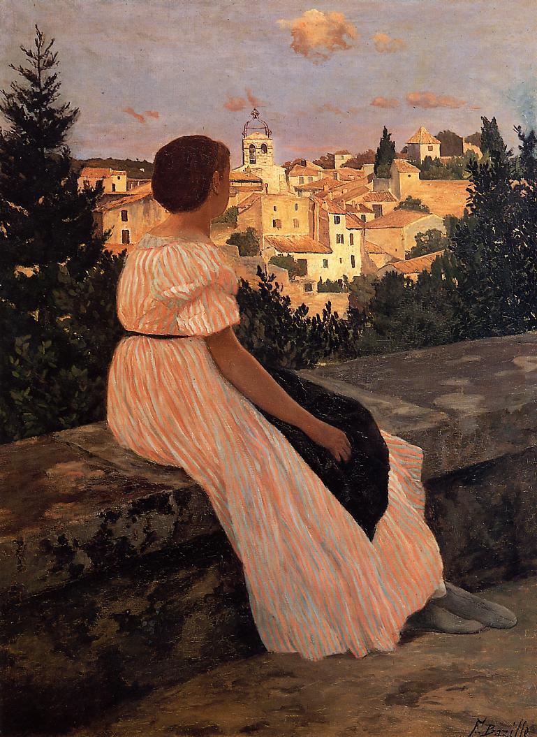 The Pink Dress by Frederic Bazille (1864), courtesy of Wikipantings
