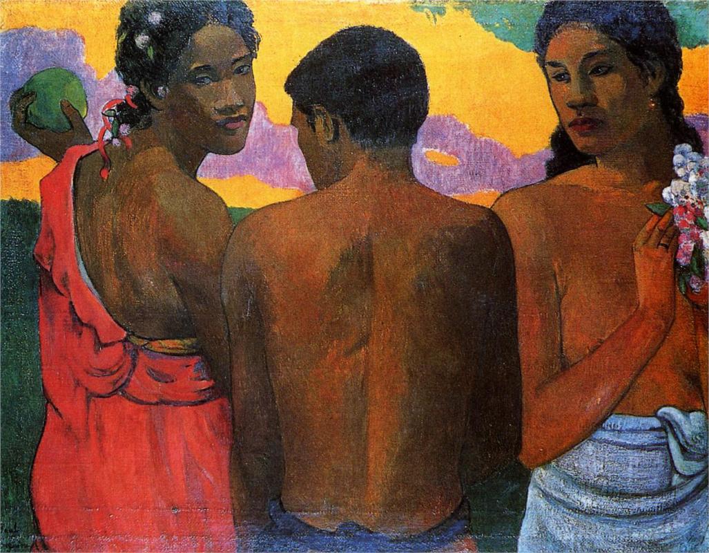 Three Tahitians, (1899) by Paul Gaugin, courtesy of Wikipaintings