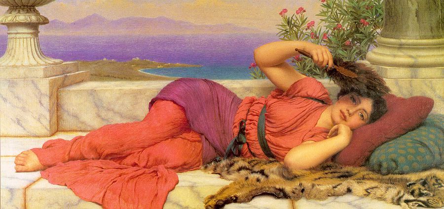 Noon Day Rest by John William Godward, (1910), courtesy of Wikipaintings.
