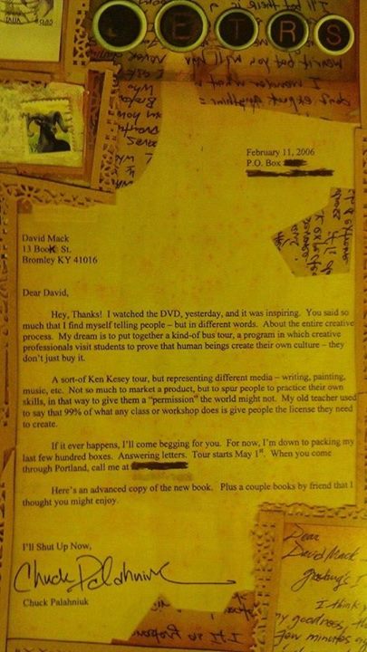 David's letter from Chuck Palahniuk
