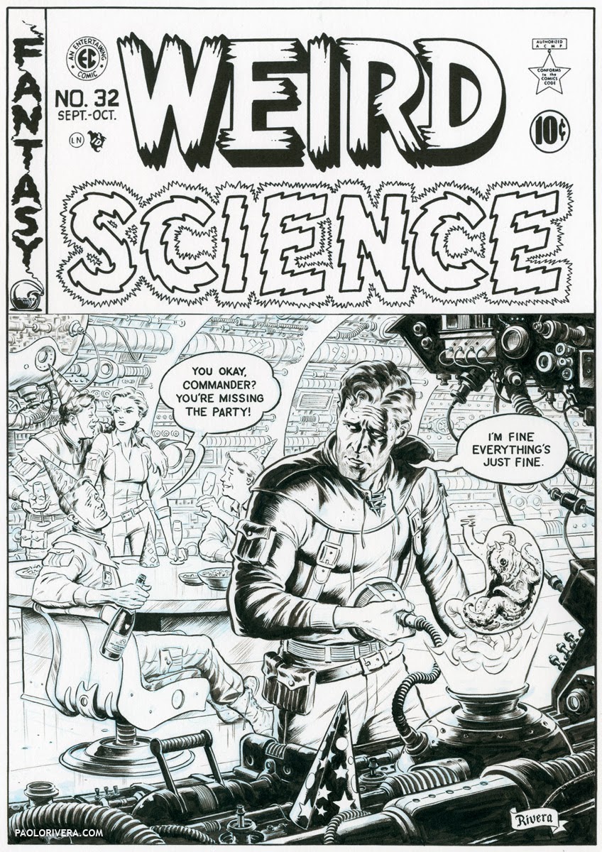 Weird Science tribute cover before color is added