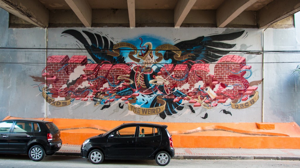 This mural commemorates 15 years of Nychos street art. Sao Paulo, 2014.