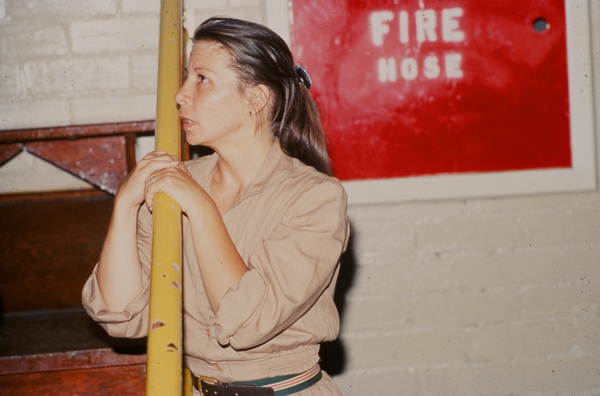 The inmate named "Janice" reflects in rehearsal.