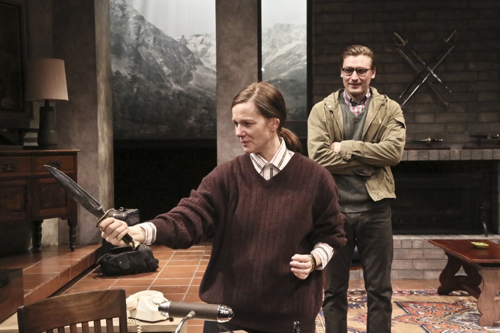 Laura Linney and Seth Numrich in Switzerland at The Geffen Playhouse. Photo by Michael Lamont.