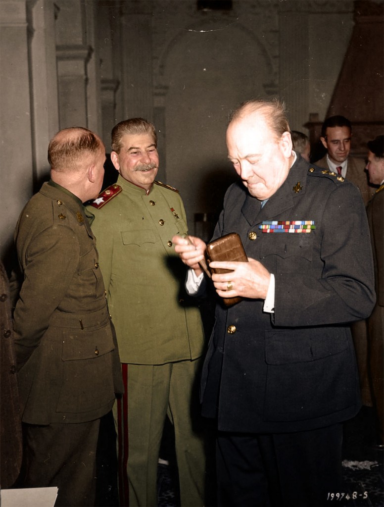 Winston Churchill and Josef Stalin at Yalta