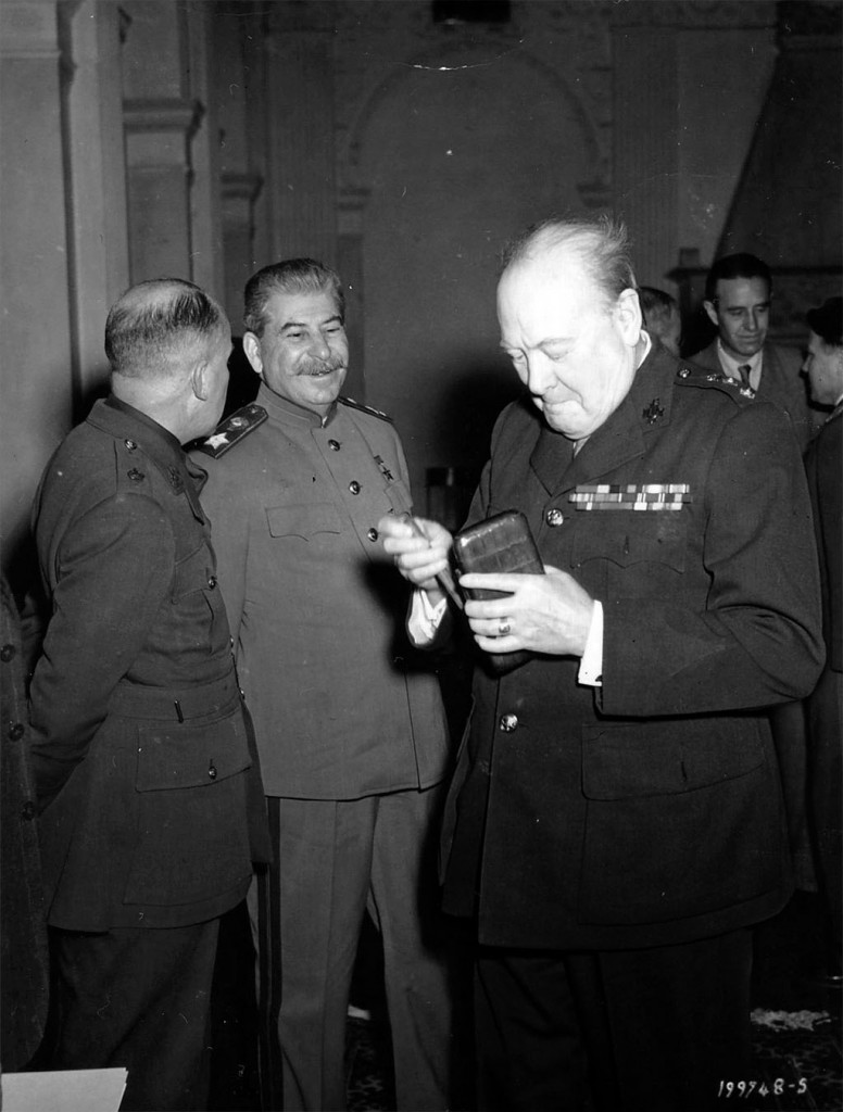 Winston Churchill and Josef Stalin