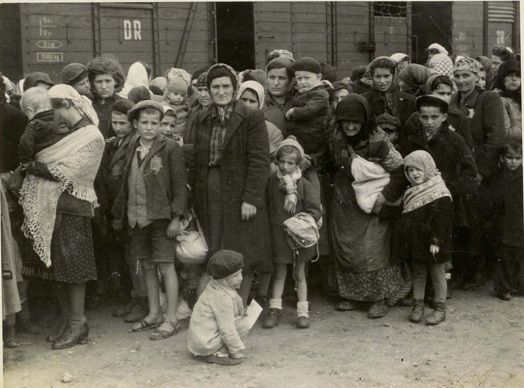 Women and children arrive at Auschwitz-Birkenau