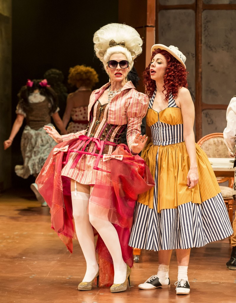 From left, Elyse Mirto seen here plotting with  Angela Sauer in Figaro.