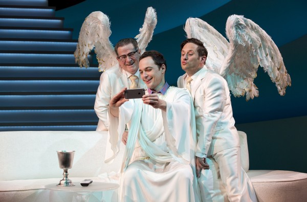 Tim Kazurinsky, Jim Parsons, and Christopher Fitzgerald in An Act of God Credit: Jeremy Daniel