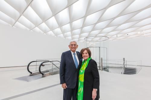 Co-founders of The Broad, Eli and Edythe Broad, in the third-floor galleries; photo by Elizabeth Daniels, courtesy of The Broad.
