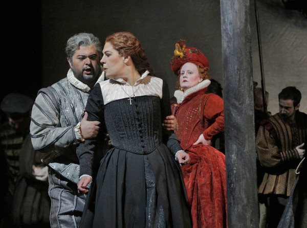 Celso Albelo, Sondra Radvanovsky, and Elza van der Heever in Donizetti's Maria Stuarda at the Metropolitan Opera. Credit: Ken Howard