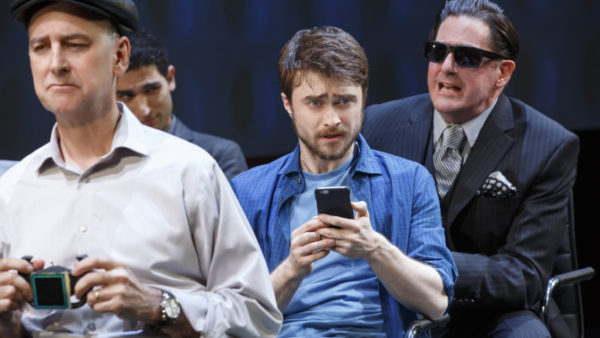 Michael Countryman, Raffi Barsoumian, Daniel Radcliffe, and Reg Rogers in Privacy. Credit: Joan Marcus