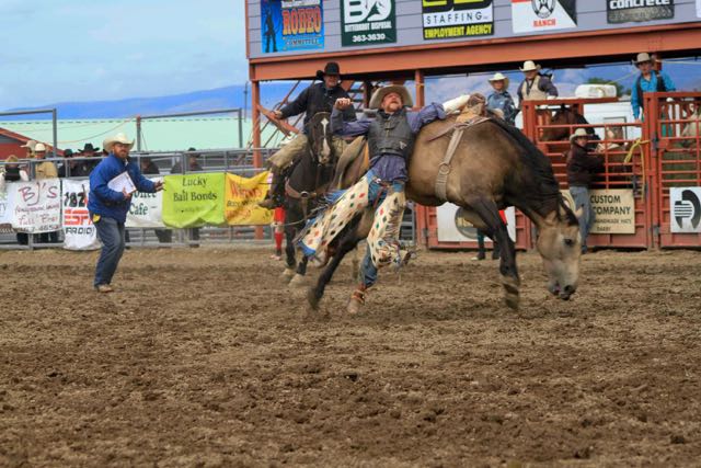 Fearless, determined, courageous even when it doesn't go right. Bareback rider competition, Helmville Rodeo, Montana, 2016
