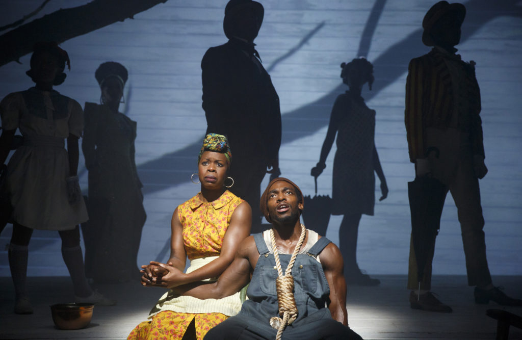 Roslyn Ruff and Daniel J. Watts in The Death of the Last Black Man in the Whole Entire World AKA the Negro Book of the Dead Credit: Joan Marcus