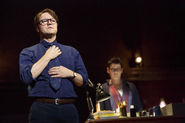 Robert Petkoff and Kate Shindle in Fun Home at The Ahmanson Theatre.