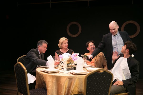l-r: Gary Lamb, Carolyn Almos, Ric Salinas, Brian Wallace and Kenneth Lopez in The Cruise at the Latino Theatre Company.