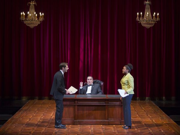 l-r: Brett Mack, Edward Gero and Jade Wheeler in The Originalist at The Pasadena Playhouse.