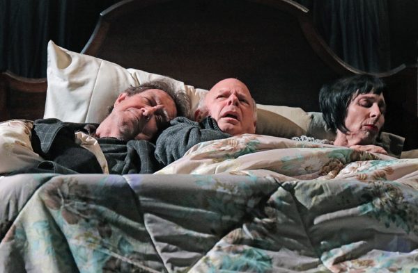 l-r, Larry Pine, Wallace Shawn and Deborah Eisenebrg in The Designated Mourner at Redcat.