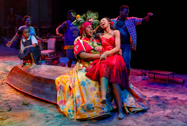 Mia WIlliamson, Alex Newell, and Hailey Kilgore in Once on This Island. Credit: Joan Marcus