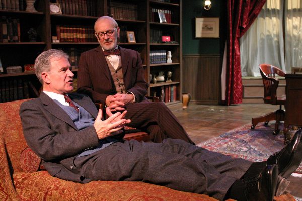 l-r: Martin Rayner & Martyn Stanbdrige in Freud's Last Session at The Odyssey Theatre. Photo by Enci Box.