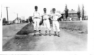 John Ymrus's dad in his baseball uniform (far right)