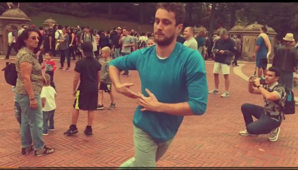 Chris Makens dances at Bethesda Fountain