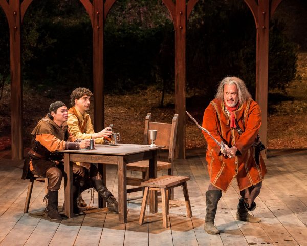l-r: Chris Rivera, Hamish Linklater & Tom Hanks in the SCLA production of Henry IV. Photo by Craig Schwartz.