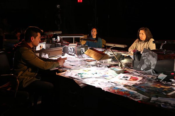 David Huynh, Mia Katigbak, and Eunice Wong in The Trial of the Catonsville Nine. Credit: Carol Rosegg
