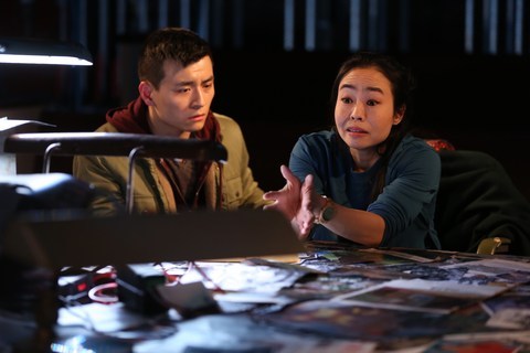David Huynh and Eunice Wong in The Trial of the Catonsville Nine. Credit: Carol Rosegg