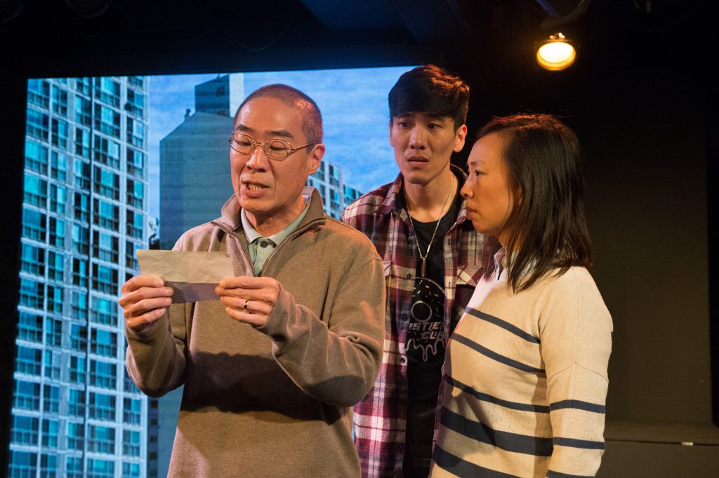 l-t, Hahn Cho, Gavin Lee & Monica Hong in Hannah and the Dread Gazebo at The Fountain Theatre.