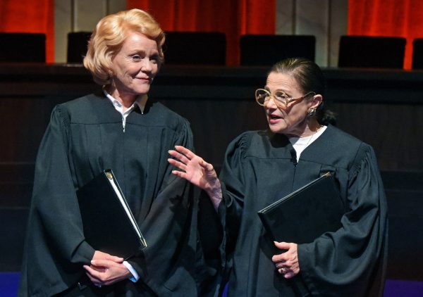 l-r, Stephanie Faracy & Tovah Feldshuh in Sisters In Law at the Wallis Theatre in Beverly Hills.