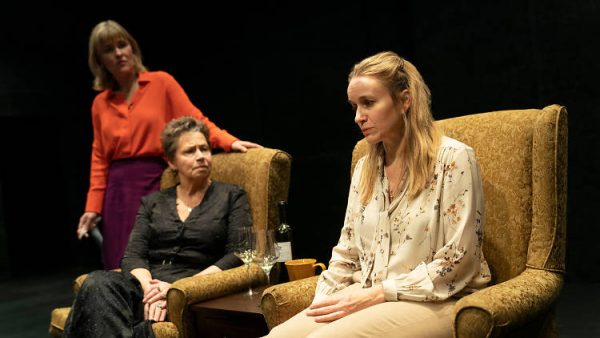 Kelly McAndrew, Randy Danson, and Emily Cass McDonnell in The Thin Place. Credit: Joan Marcus